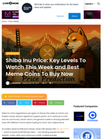Shiba Inu Price: Key Levels To Watch This Week and Best Meme Coins To Buy Now | Live Bitcoin News