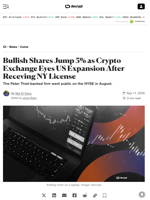 Bullish Shares Jump 5% as Crypto Exchange Eyes US Expansion After Receving NY License - Decrypt