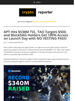TAO Surges, BDAG Unlocks 100% Coin Access; Plus, APT Price Prediction Inside!