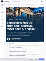 Ripple gets final US trust bank approval. What does XRP gain?