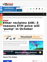 Ether reclaims $4K: 3 reasons ETH price will ‘pump’ in October - The Crypto News Wire
