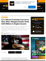 US Bitcoin At Risk After Insider Theft Raises Custody Concerns