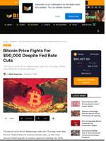 Bitcoin Price Craters To $90,000 Despite Fed Rate Cuts