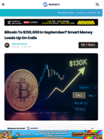 Bitcoin To $130k In September? Smart Money Loads Up On Calls
