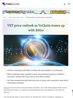 VET price outlook as VeChain teams up with BitGo - CoinJournal