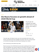 Gio Reyna focuses on growth ahead of 2026 World Cup