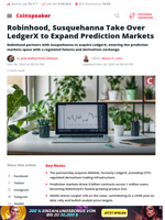 Robinhood, Susquehanna Take Over LedgerX to Expand Prediction Markets - Coinspeaker