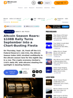 Altcoin Season Roars: $108B Rally Turns September Into a Chart-Busting Fiesta – Markets and Prices Bitcoin News