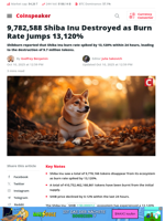 9,782,588 Shiba Inu Destroyed as Burn Rate Jumps 13,120% - Coinspeaker