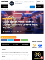 Swiss Watchmaker Franck Muller Launches Solana Web3 Watch | Live Bitcoin News