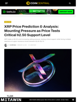 XRP Price Prediction & Analysis: Mounting Pressure as Price Tests Critical $2.50 Support Level - CoinCentral