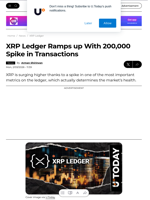 XRP Ledger Ramps up With 200,000 Spike in Transactions - U.Today