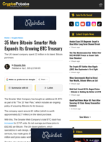 35 More Bitcoin: Smarter Web Expands Its Growing BTC Treasury
