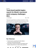 Tesla board quietly begins search for Musk’s successor amid company challenges: WSJ