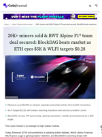 20K+ miners sold & BWT Alpine F1® team deal secured: BlockDAG beats market as ETH eyes $5K & WLFI targets $0.28  - CoinJournal