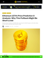 Ethereum (ETH) Price Prediction & Analysis: Why This Pullback Might Be Short-Lived - CoinCentral