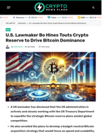 U.S. Lawmaker Bo Hines Touts Crypto Reserve to Drive Bitcoin Dominance