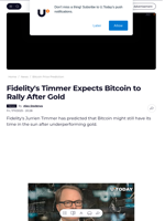 Fidelity's Timmer Expects Bitcoin to Rally After Gold - U.Today