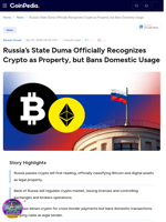 Russia State Duma Recognizes Crypto as Property