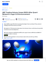 Quant Network Trading Volume Soars 500% After Layer 2.5 Reveal