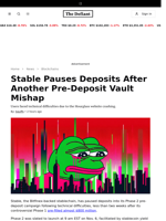 Stable Pauses Deposits After Another Pre-Deposit Vault Mishap   - 