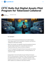 CFTC Unveils Pilot Program for Tokenized Collateral