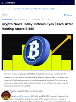 Crypto News Today: Bitcoin Eyes $132K After Holding Above $118K