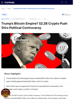 Trump’s Bitcoin Empire? $2.2B Crypto Push Stirs Political Controversy
