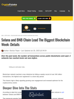 Solana and BNB Chain Lead The Biggest Blockchain Week: Details