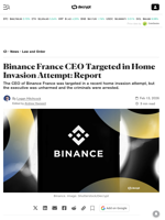 Binance France CEO Targeted in Home Invasion Attempt: Report - Decrypt