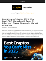 Best Crypto Coins for 2025: Why BlockDAG, Hyperliquid, Pepe, & Ethereum Classic Command Market Attention