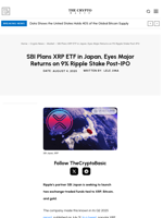 SBI Plans XRP ETF in Japan, Eyes Major Returns on 9% Ripple Stake Post-IPO