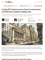 Crypto ETF options move closer to mainstream as NYSE Arca updates trading rules - AMBCrypto