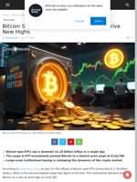 Bitcoin Spot ETFs Surge: $1.18B Inflows Drive New Highs | Live Bitcoin News