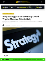Why Strategy's S&P 500 Entry Could Trigger Massive Bitcoin Rally - CoinCentral
