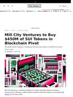 Mill City Ventures to Buy $450M of SUI Tokens in Blockchain Pivot - 