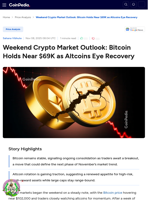 Weekend Crypto Market Outlook: Bitcoin Holds Near $69K as Altcoins Eye Recovery