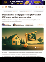 Bitcoin backed mortgages coming to Canada? APX opens waitlist, terms pending - AMBCrypto