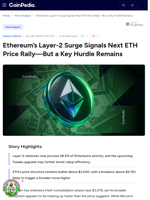 Ethereum’s Layer‑2 Surge Signals Next ETH Price Rally—But a Key Hurdle Remains