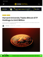 Harvard University Triples Bitcoin ETF Holdings to $443 Million - CoinCentral