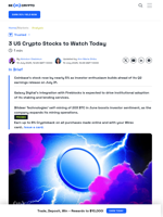 Crypto Stocks to Watch Today - COIN, GLXY, and BTDR