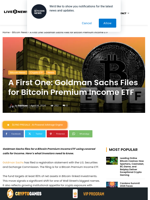 A First One: Goldman Sachs Files for Bitcoin Premium Income ETF | Live Bitcoin News
