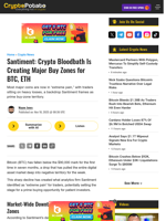 Santiment: Crypto Bloodbath Is Creating Major Buy Zones for BTC, ETH