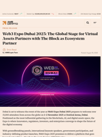 Web3 Expo Dubai 2025: The Global Stage for Virtual Assets Partners with The Block as Ecosystem Partner - AMBCrypto