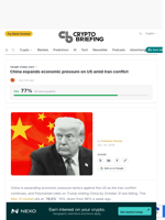 China expands economic pressure on US amid Iran conflict