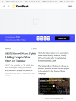 SIGN Rises 60% on Upbit Listing Despite Slow Start on Binance