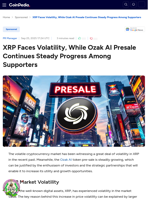 XRP Faces Volatility, While Ozak AI Presale Continues Steady Progress Among Supporters