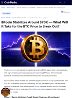 Bitcoin Stabilizes Around $70K — What Will It Take for the BTC Price to Break Out?