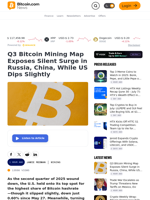 Q3 Bitcoin Mining Map Exposes Silent Surge in Russia, China, While US Dips Slightly – Mining Bitcoin News