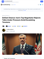 Defiant Stance: Iran’s Top Negotiator Rejects Talks Under Pressure Amid Escalating Tensions: Guest Post by ItsBitcoinWorld | CoinMarketCap
